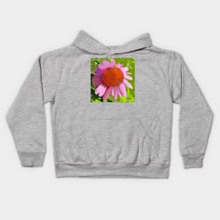Echinacea, pink flower, green leaves, photography digitally modified Kids Hoodie